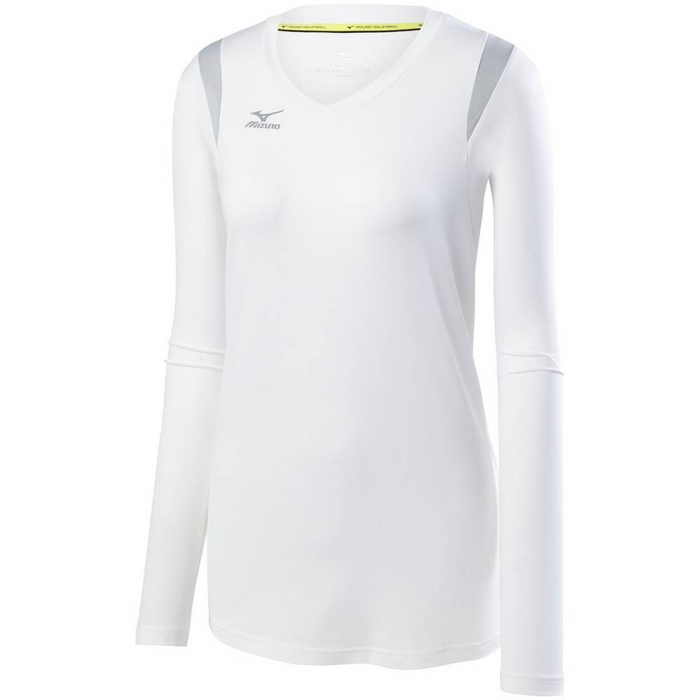 Jerseys Mizuno Balboa 5.0 Long Sleeve Mujer Blancas/Plateadas Outlet JMUN-57142